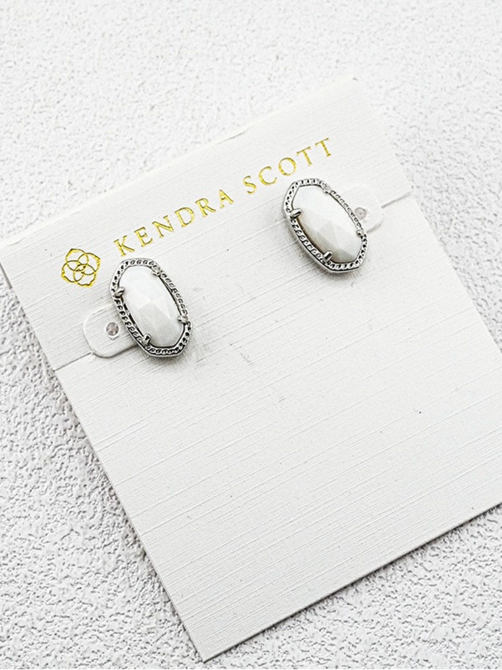 Kendra Scott White Elle Stud Earrings in Silver-Tone
